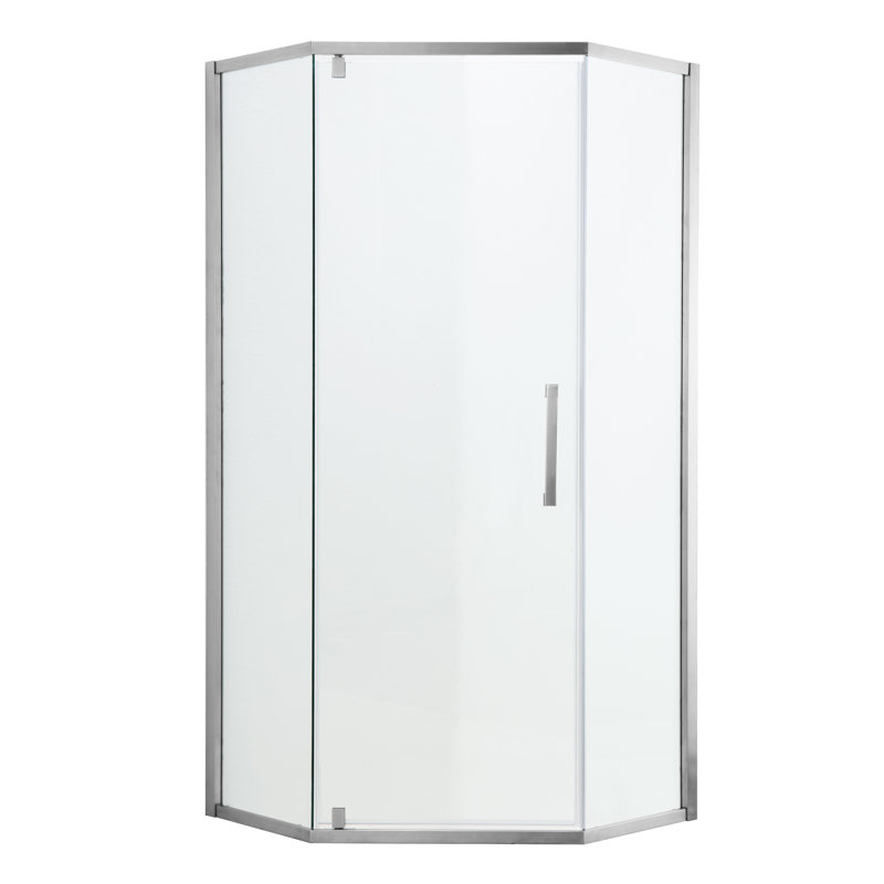 Porte de douche à charnière sans cadre l 34,12 po x H 72 po, Chrome