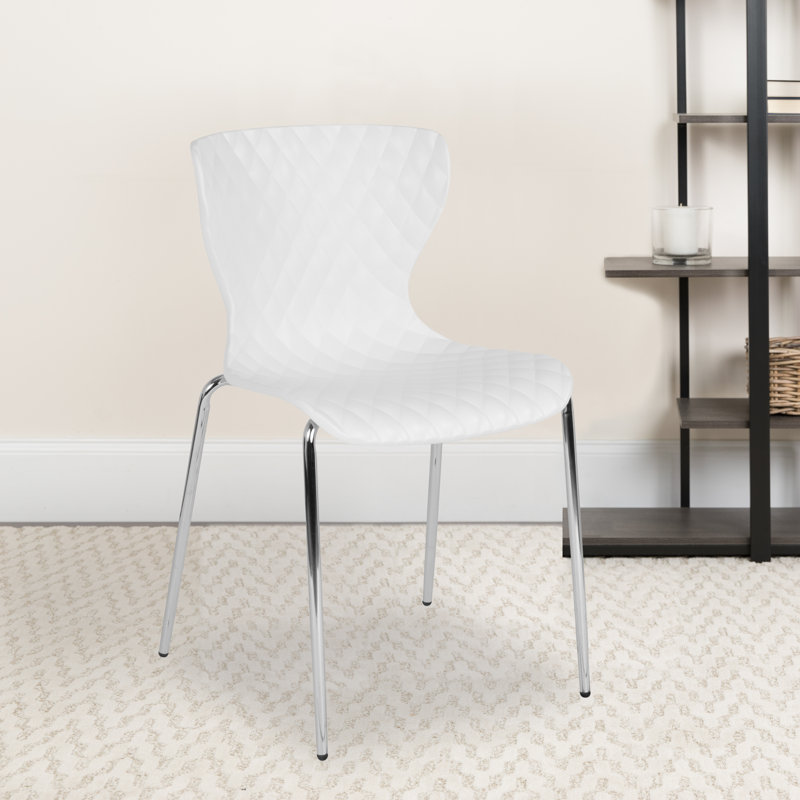 Lowell Contemporary Design Plastic Stack Chair, White, 1