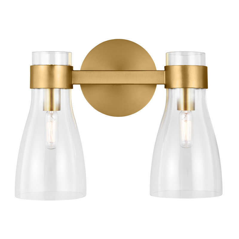 Burnished Brass and Glass Single Light Vanity Sconce