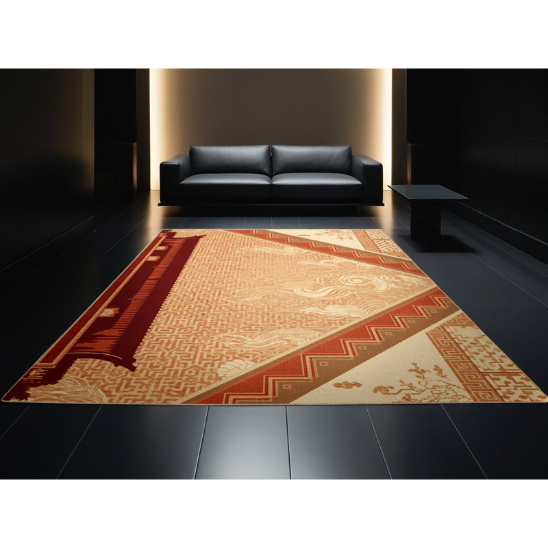 Soft Plush Rodolfo Beijing Forbidden City Classic Oriental Area Rug in Brown – Beige Binding, 7x10