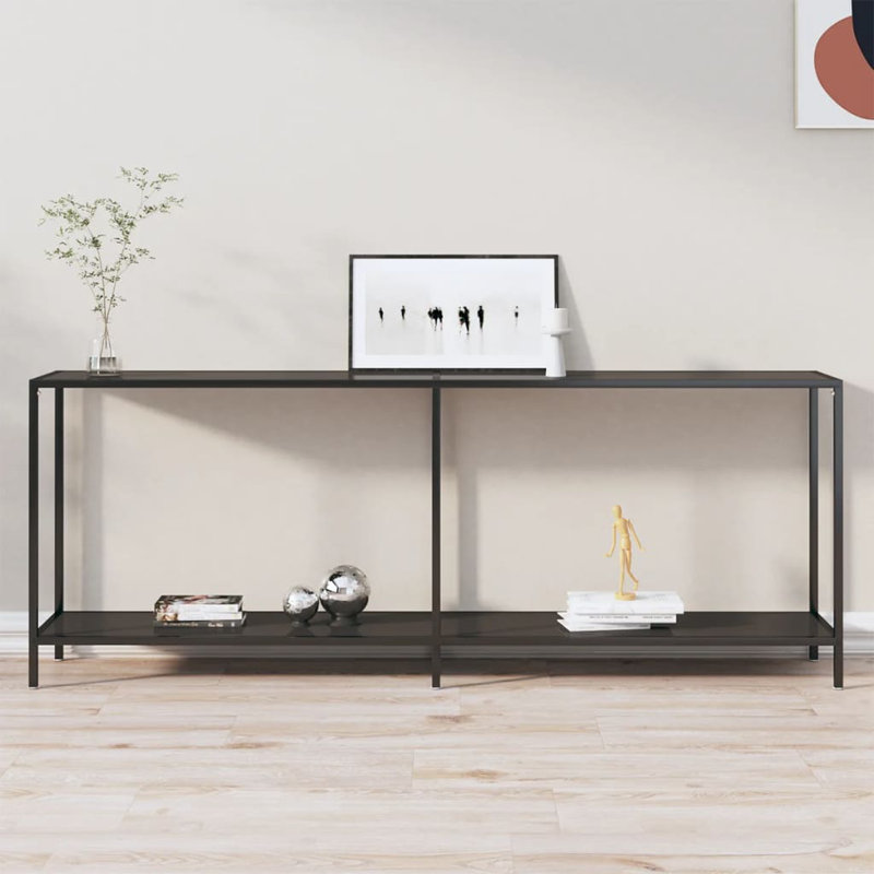 Hekkel Glass Top Console Table, 75.5 H x 200 W x 35 D cm