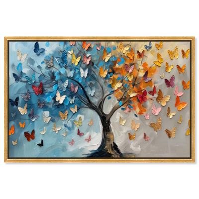 Fluttering on Tree III Canvas Colorful Tree Art by Art Remedy