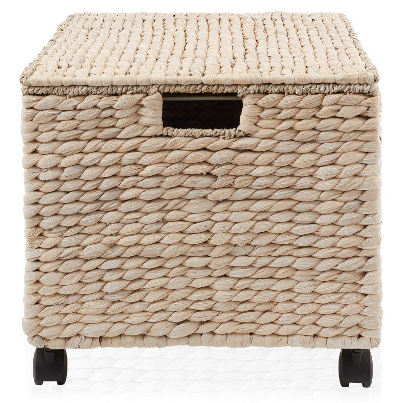 Casafield Water Hyacinth Rolling Filing Cabinet, White