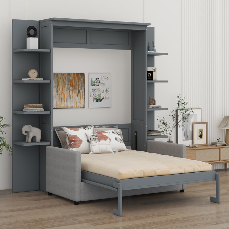 Murphy Bed Wall Bed With Sofa, Gray