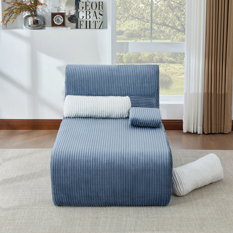 Canapé moderne sans méridienne 34,2 po, Blue Corduroy, Bleu
