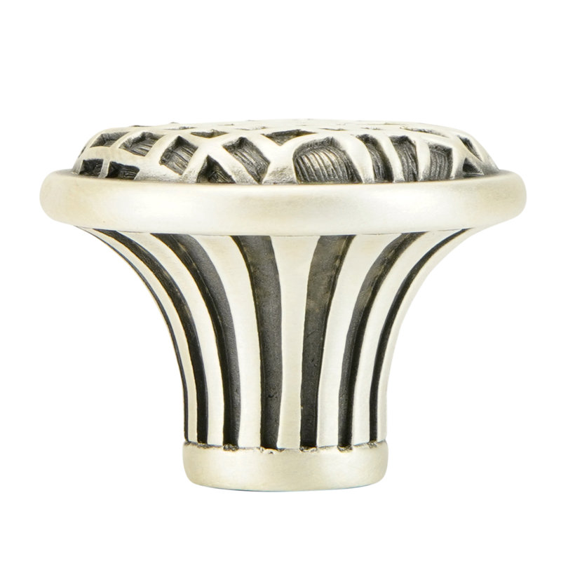 LINEN WEAVE KNOB; FLORENTINE , Silver