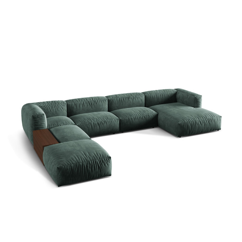 Bedar 5 Seater Velvet Corner Sofa , Right Hand Facing, Petrol
