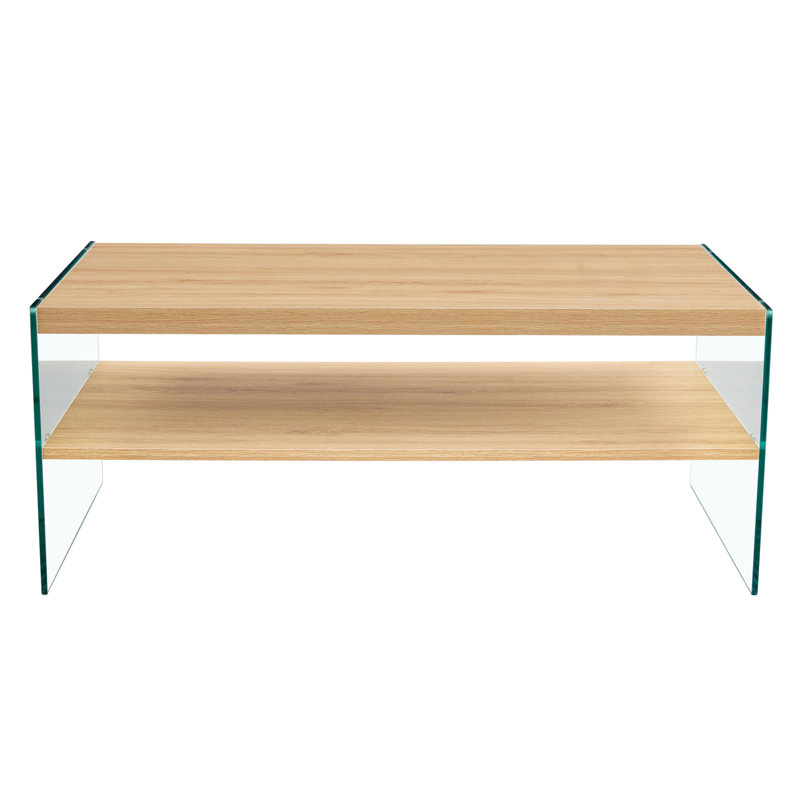 Double Layered Rectangular Coffee Table.The Board Is Made Of MDF With Wooden Stickers, With Transparent Tempered Glass On Both Side.Suitable For Various Occasions.W1512P284917