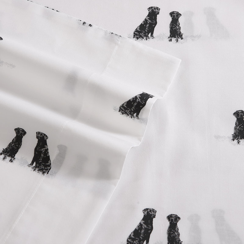 Labrador Fields White Cotton Percale Full Sheet Set