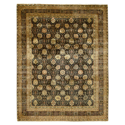 Hand Knotted Wool Area Rug in Black