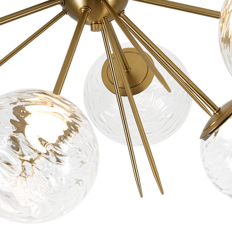 Plafonnier semi-encastré sphérique en verre 6 lumières à DEL