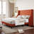Bowdoin Modern Linen Upholstered Wingback Platform Bed with Wooden Slats-47614924-47617076