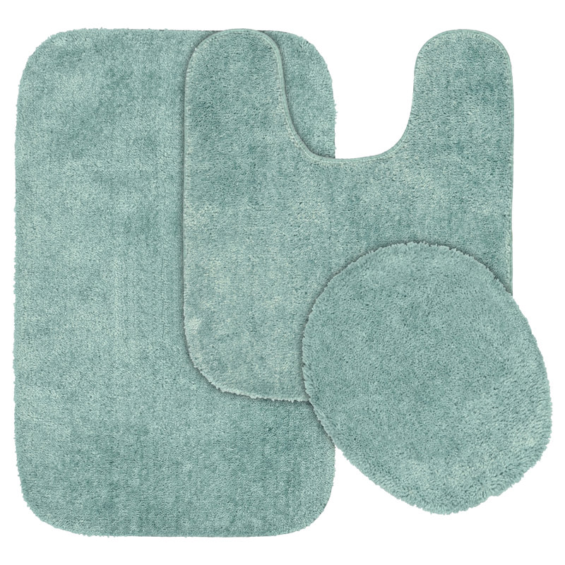 Ensemble de tapis pour salle de bain très doux de trois articles avec envers antidérapant Mccluney, Écume de mer