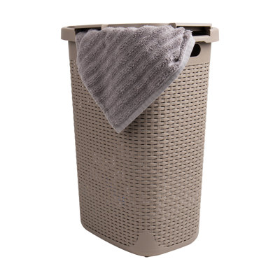  50L Slim Laundry Hamper, Clothes Basket, Lid, Plastic