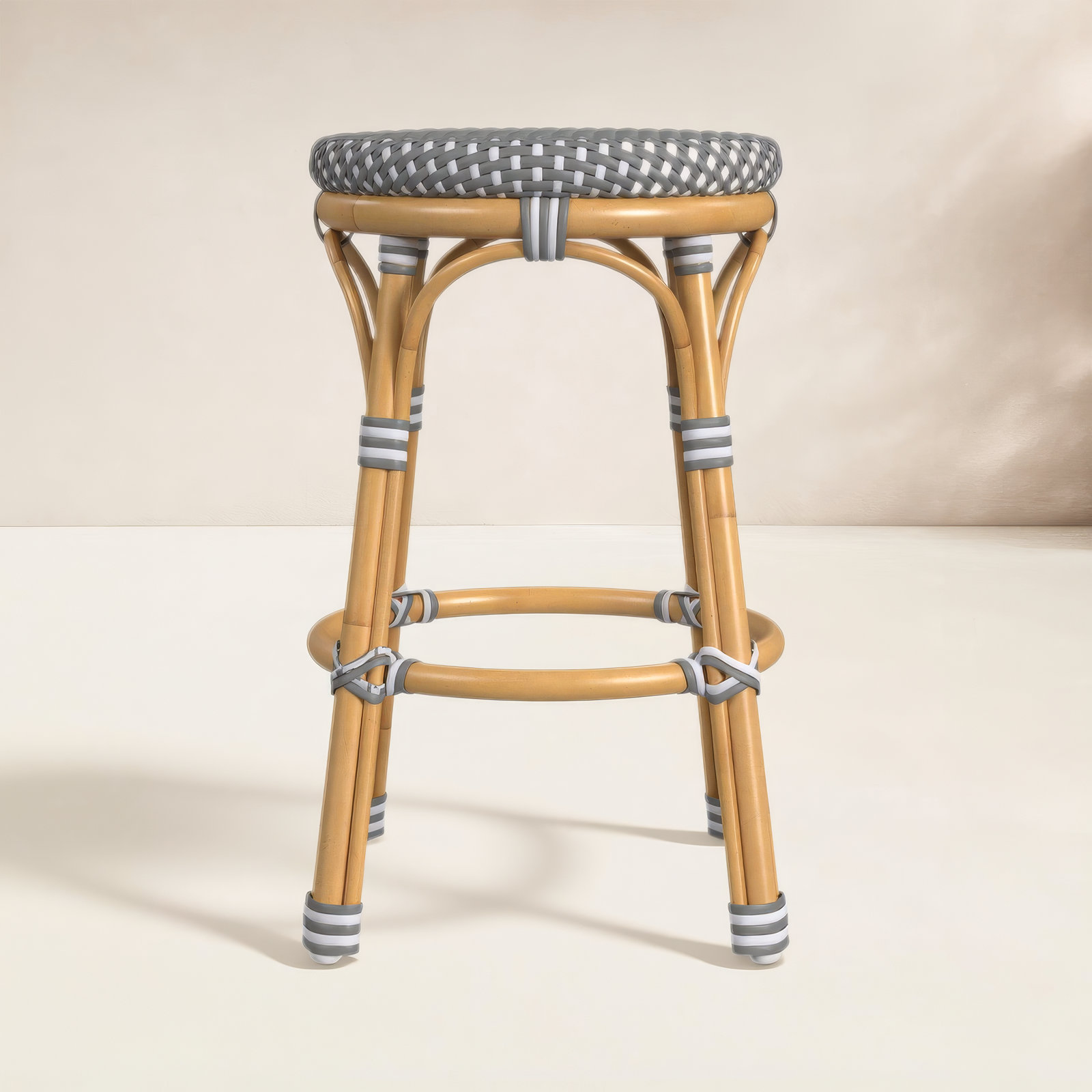 Ellie Patio Bar Stool, Gray/White