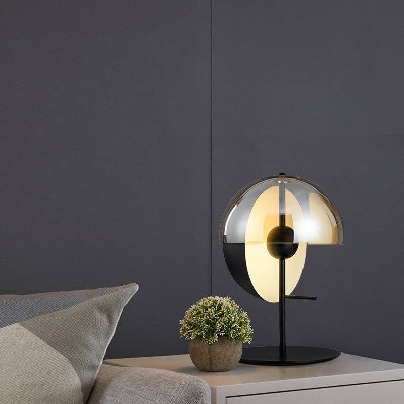 Aurum Globe Hemisphere Elegant Table Lamp LED Iron & Glass Modern Fixture For Living Room