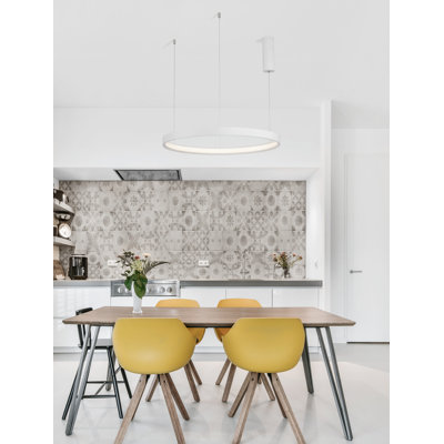 1 - Light White LED Wagon Wheel Pendant