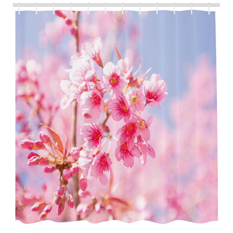 Rideau de douche simple en fleur sakura, H 75 po x l 69 po