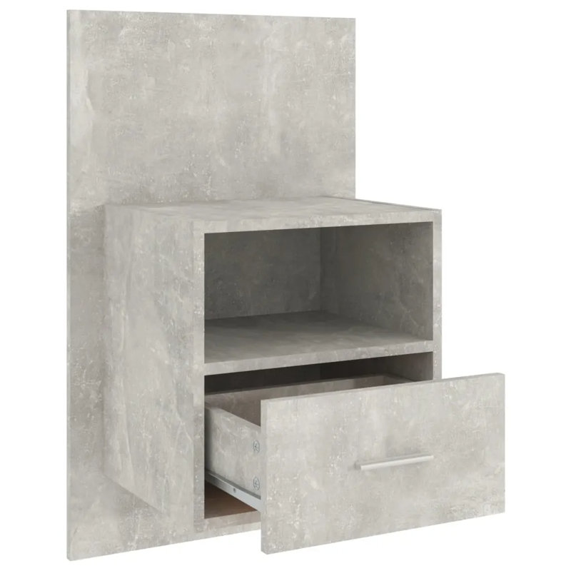 Jaicee Wall-mounted Bedside Cabinet, Set of 2, Concrete Grey