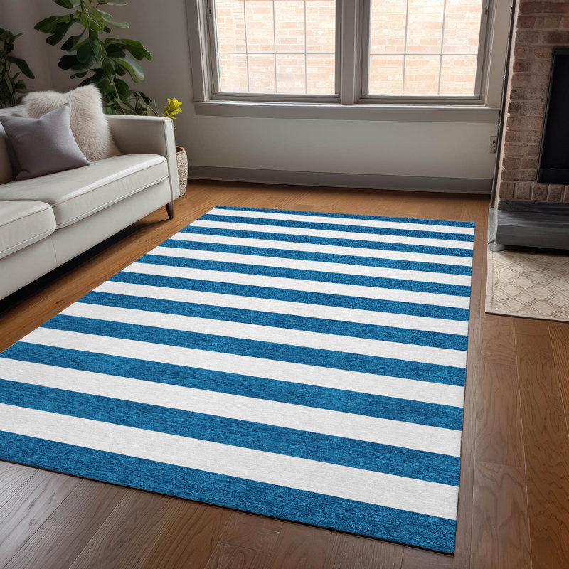 Washable Striped Indoor / Outdoor Rug, Rectangle 9' x 12'
