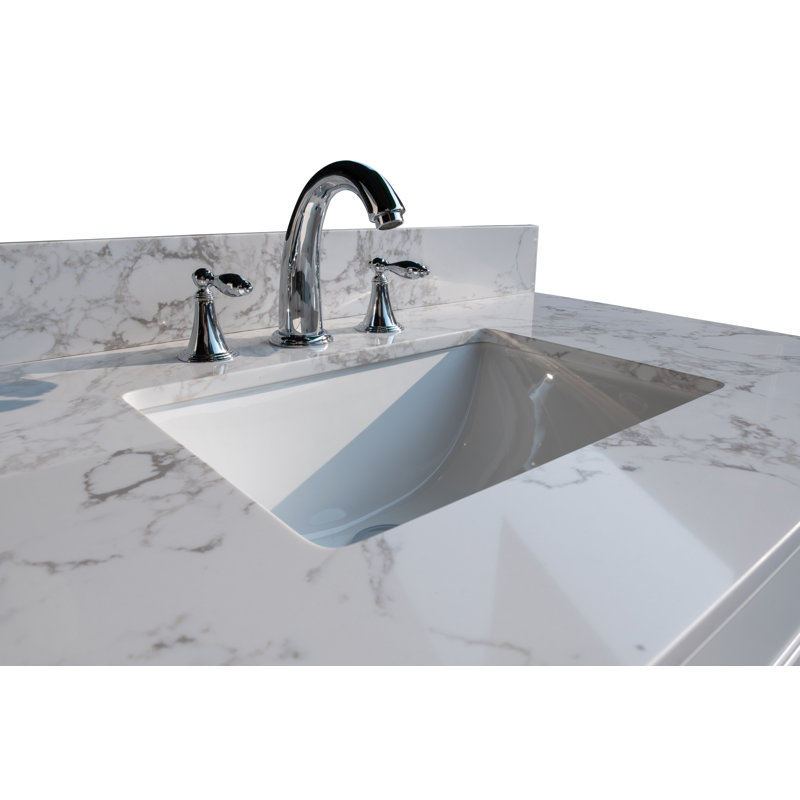 Plateau de meuble-lavabo simple 43 po en blanc avec lavabo
