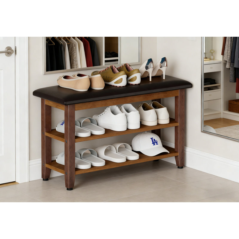 Premium Wooden Shoe Cabinet For Home, 18.2” H x 31.5” W x 11.8” D