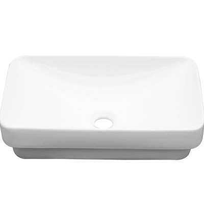 12"x19" White Ceramic Bathroom Sink With Modern Vessel Style, Stain- Finish, Polished Surface, Suitable For Restaurants Design, Ideal Schools