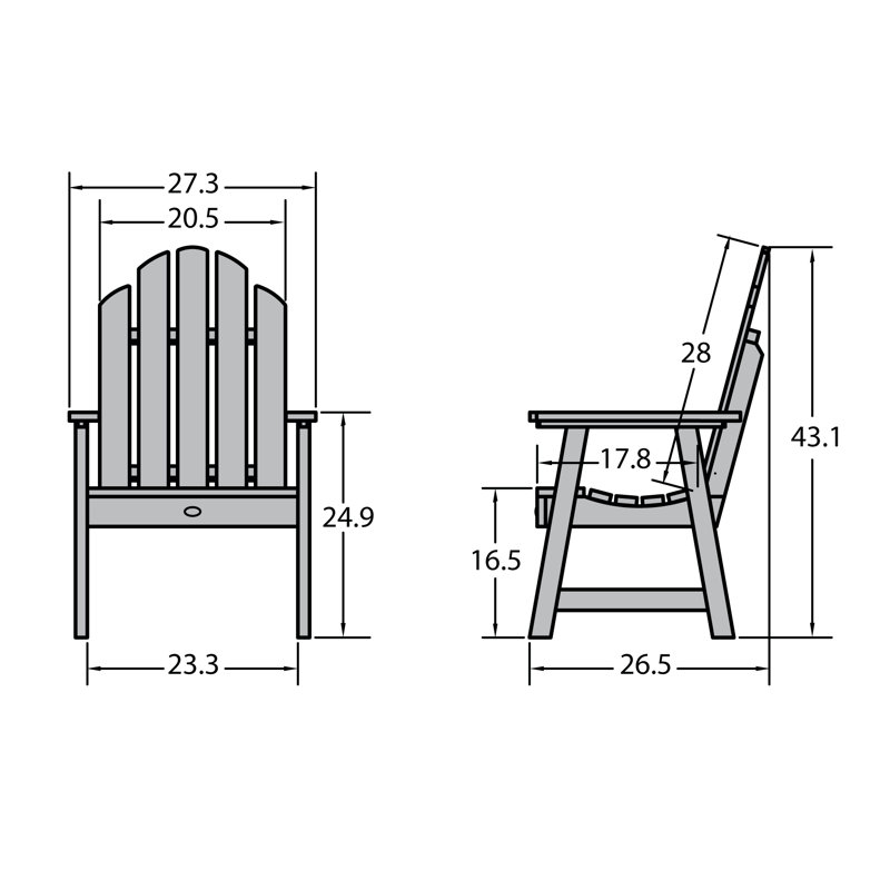 Chaise Adirondack en plastique / résine Rialto, Bleu fédéral