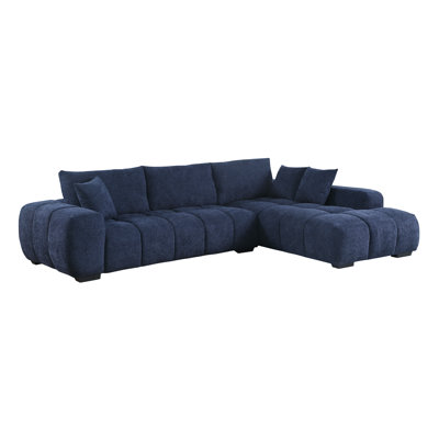 Swapan Modern Chenille Couch Sofa Sectional with Deep Tufted Seat