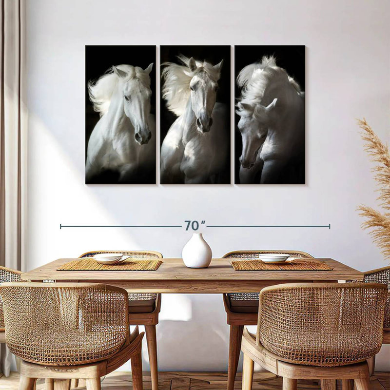 Brampt Three White Horses, 36" H x 57" W