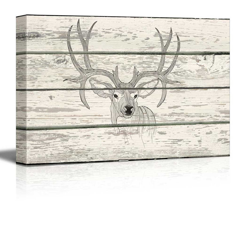 Dessin de contours d'animaux de bois de cerf cerf, H 12 po x l 18 po