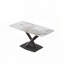 Table de salle à manger en pierre frittée 63 "- blanc Pandora courbé avec pieds noirs-1059134474