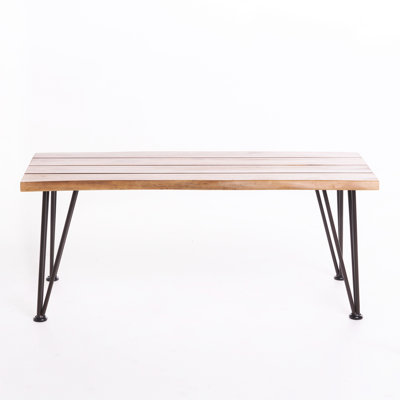 Table basse industrielle industrielle avec cadre en bois et en fer, 18 po x 43 po 18 po, Style Design Outdoor