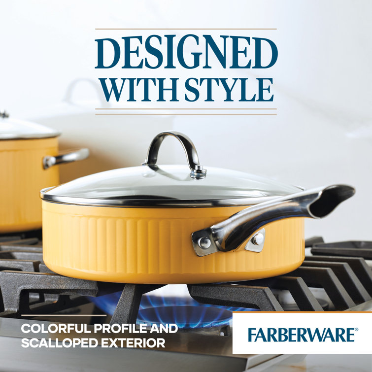 Farberware Style Nonstick 10 Pc Cookware Pots and Pans Set, Yellow