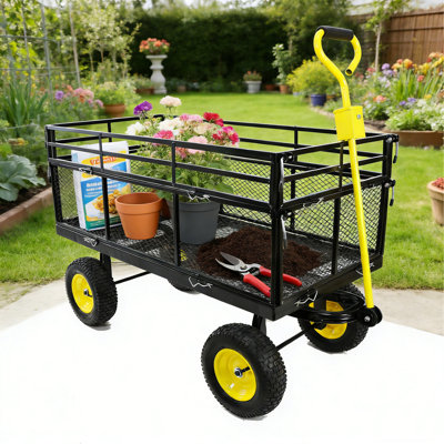 Big Wagon Cart Les chariots de jardin facilitent le transport du bois de chauffage Jaune + Noir