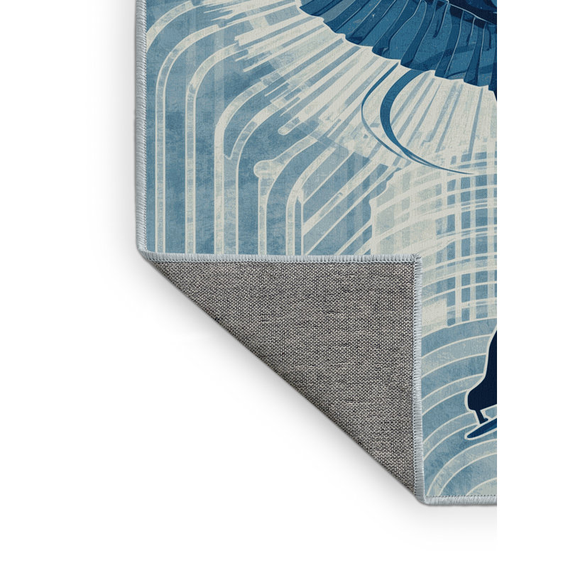 Tapis chic et luxueux lavable à la machine Hambrook Skating Ice, 7 x 9