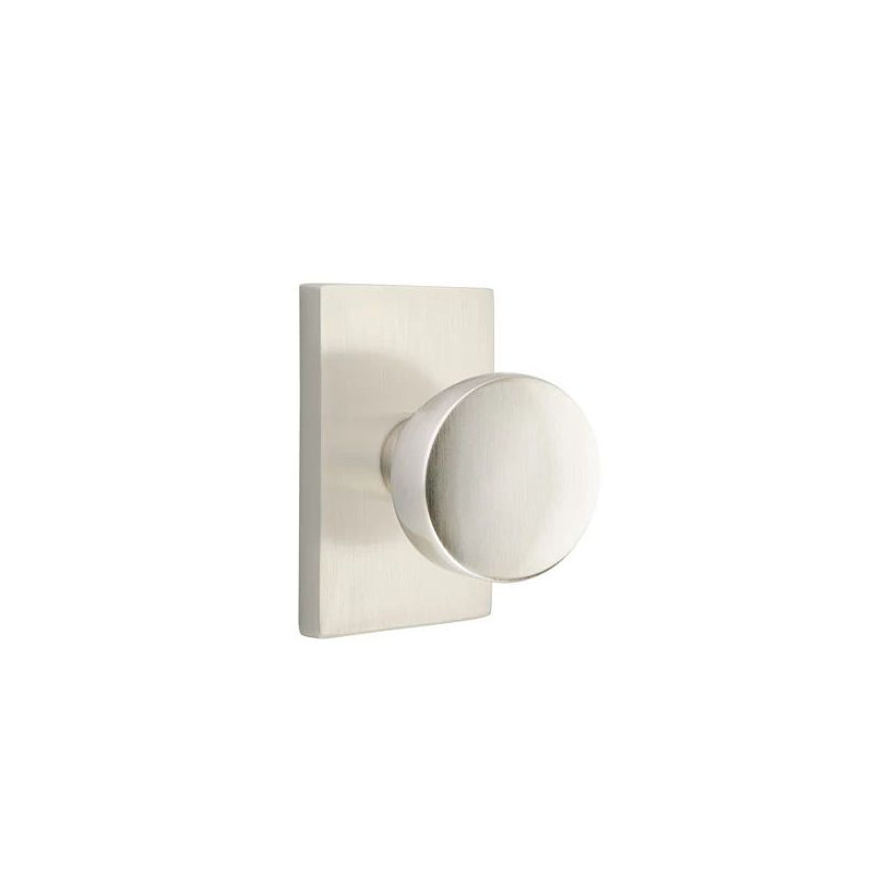 Emtek Privacy Interior Mortise Set w/ Modern Rectangular Rosette & Laurent Knob (RH)