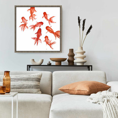 Red Fishes Canvas | Aquatic Animals Red Frame Home Decor