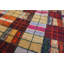 Colorful Antique Geometric American Folk Art Plaid Pattern Hooked Rug