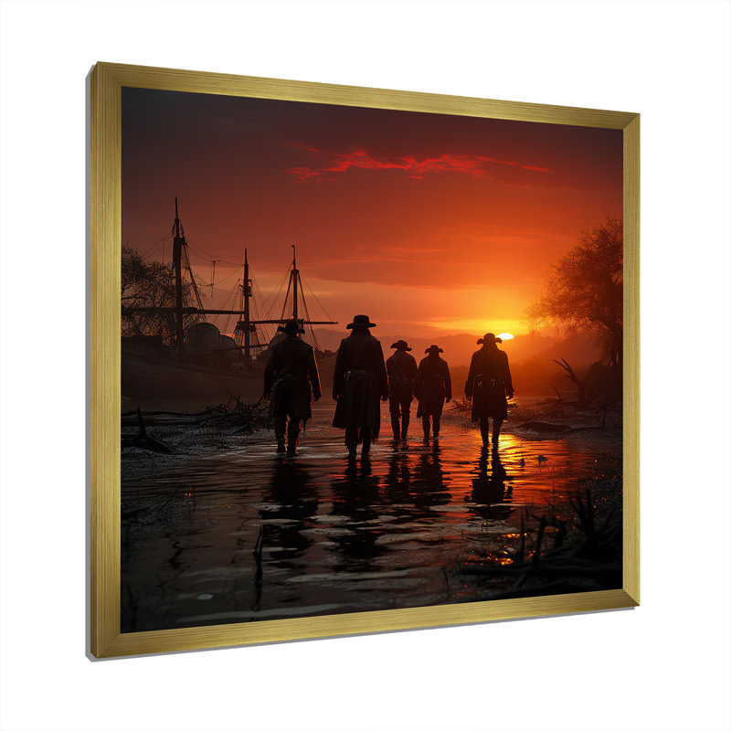 Raiders of the Horizon I sur impression sur toile, Cadre doré simple, H 16 po x l 16 po x P 1 po