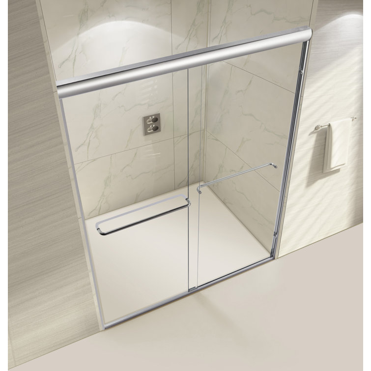 60" x 76" Framed Bypass Sliding Shower Door with Explosion-Proof Clear Glass