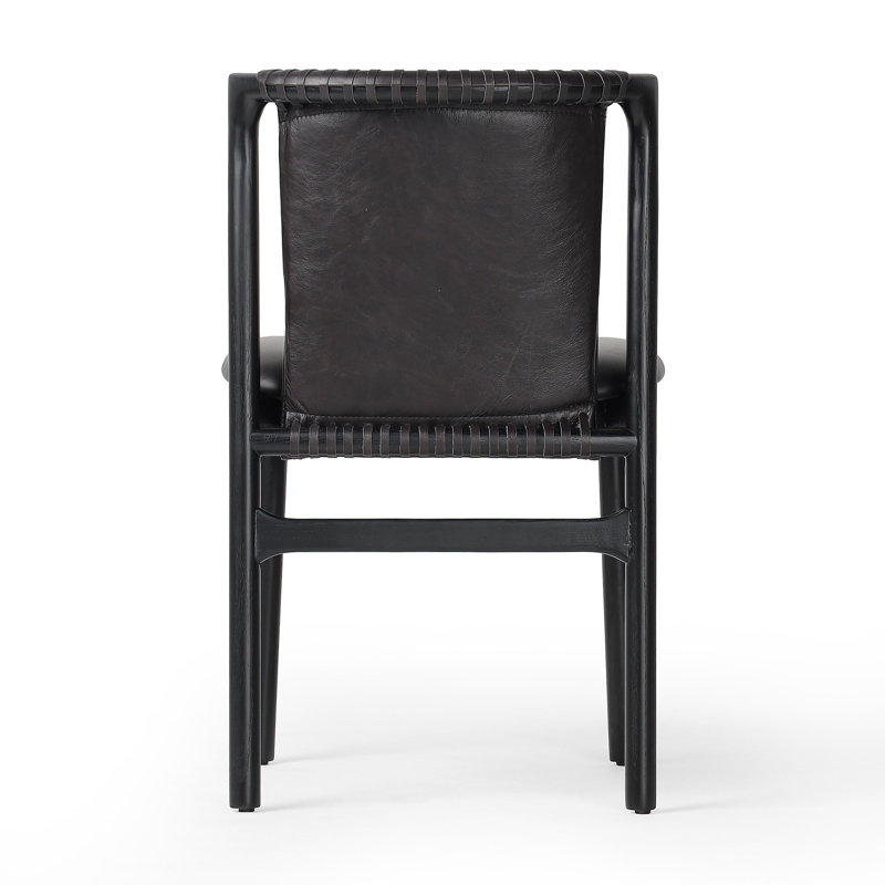 Baden Leather Upholstered Dining Chair, Brushed Ebony, Brushed Ebony