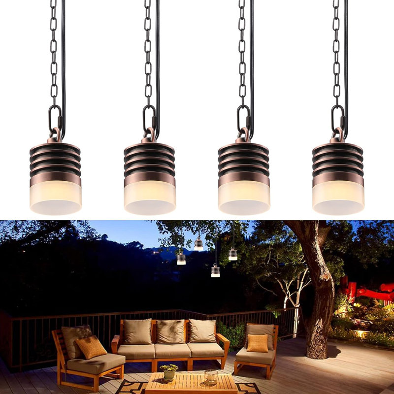 4.5W 12V Outdoor Pendant Light, 4.29Inch Low Voltage Hanging Tree Lights, 2700K, Red Bronze, Red Bronze