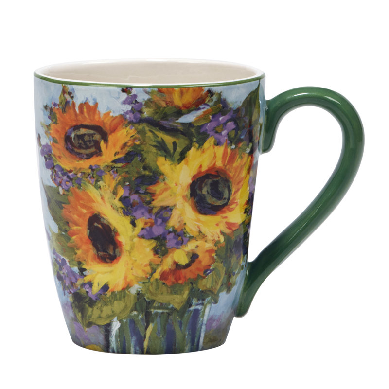 Colorful Ceramic Sunflower Bouquet Mug Set of Four