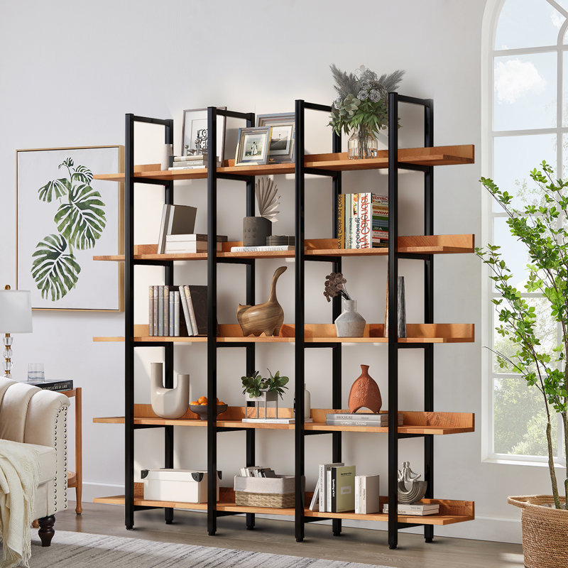 Shanon Modern Farmhouse Style Freestanding 5-Tier Bookcase, For Indoor Use, Black/Brown