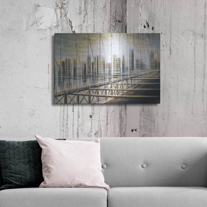 "Le pont de Brooklyn au crépuscule" par Marc Todd, H 24 po x l 36 po