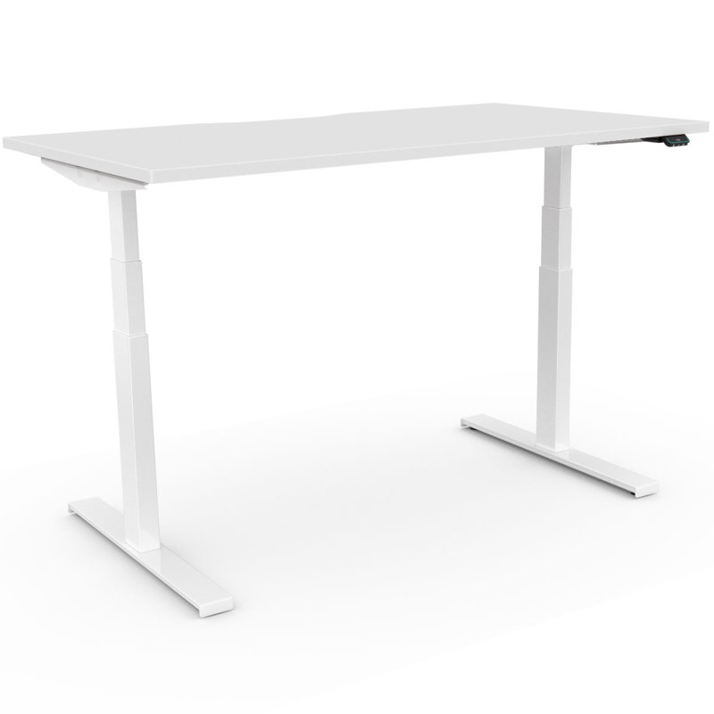 Arnesia Adjustable Metal Base Standing Desk, 123cm H x 140cm W x 80cm D, White, White