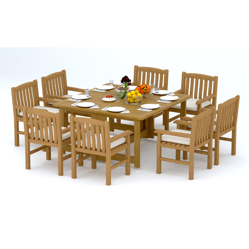 Devon 8 - Person Teak Wood Patio Dining Set with Square Table