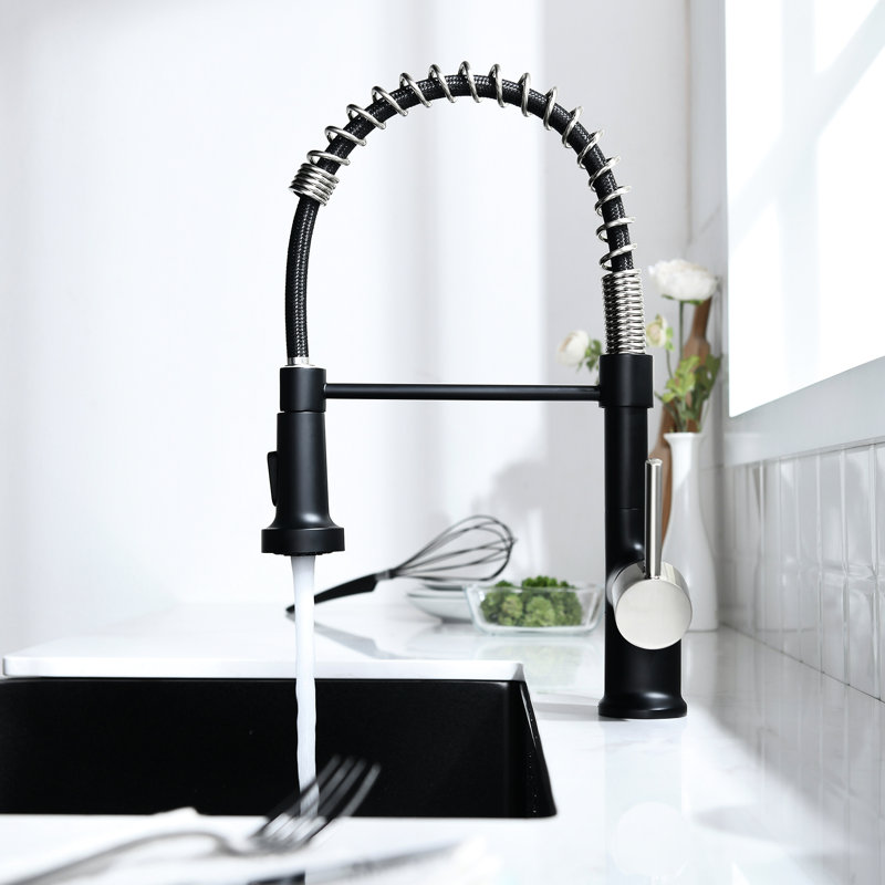 Robinet de cuisine rétractable - Corps en laiton, aspect noir et nickel, mode de jet multifonctionnel, évier moderne facile à nettoyer avec cartouche en céramique, processus d'installation,