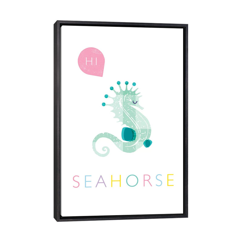 Hippocampe - impression, H 26 po x l 18 po x 1,5 po, Toile avec cadre noir patiné, Pas de tapis